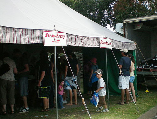 The tent selling the best strawberry jam ever at the Dromana Strawberry Festival
